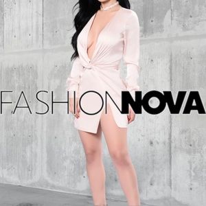 🔥 NWT Fashion Nova - Satin Mini Dress Taupe- XL